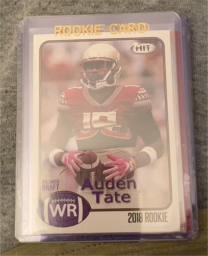 2018 Sage Hit Premier Draft #WR Auden Tate Rookie Card — front