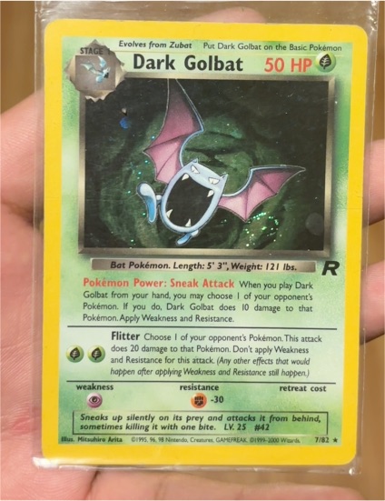 1999 Pokémon Team Rocket #7 Dark Golbat — front