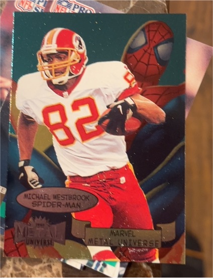 1997 Skybox Metal Universe #15 Michael Westbrook Spider-Man — front