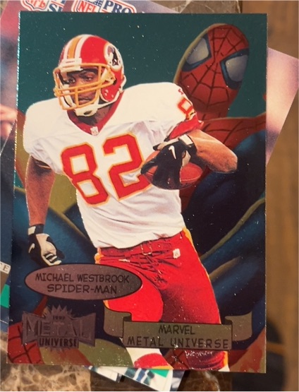 1997 Skybox Metal Universe #15 Michael Westbrook Spider-Man — front