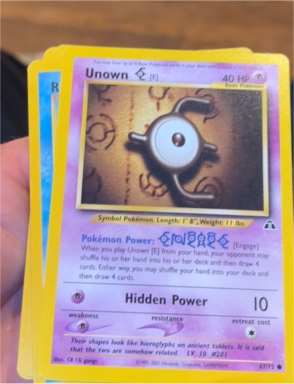 2001 Neo Discovery #67 Unown E — front