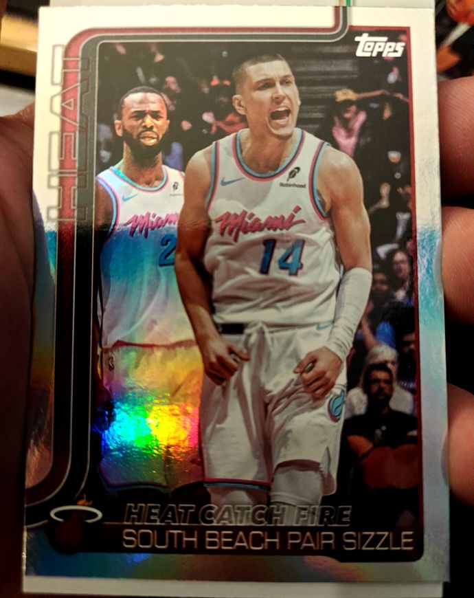 2025-26 Topps #284 Heat Catch Fire: South Beach Pair Sizzle Tyler Herro & Jimmy Butler — front