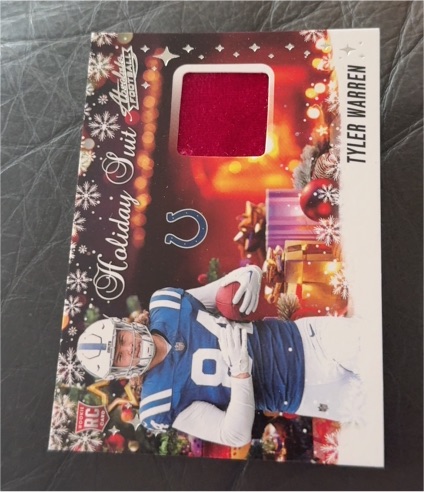 2025 Panini Absolute #HS-TWN Tyler Warren Holiday Suit Patch Colts RC — front