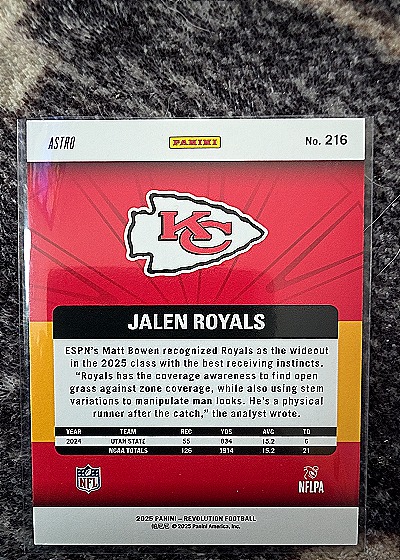 2025 Panini Revolution #216 Jalen Royals — back