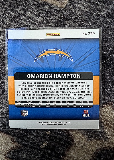 2025 Panini Revolution #233 Omarion Hampton — back