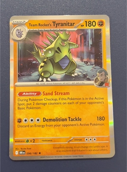 2025 Pokémon Scarlet & Violet Destined Rivals #096 Team Rocket's Tyranitar — front