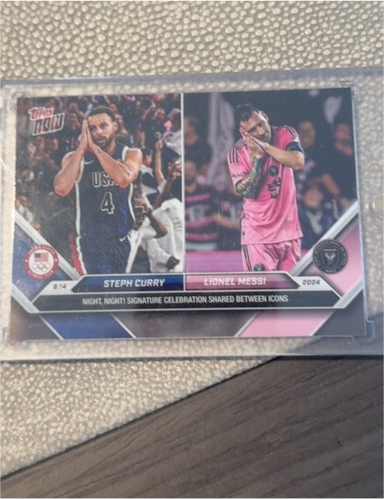 2024 Topps Now #128 Steph Curry/Lionel Messi Night Night — front