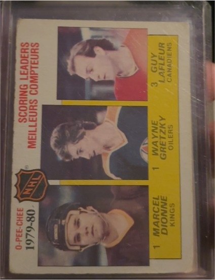 1980-81 O-Pee-Chee #163 Marcel Dionne /Wayne Gretzky /Guy Lafleur — front