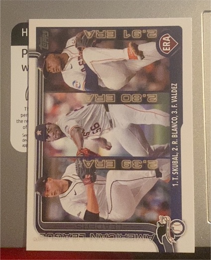 2025 Topps #5 American League Leaders ERA (Skubal / Blanco / Valdez) — front
