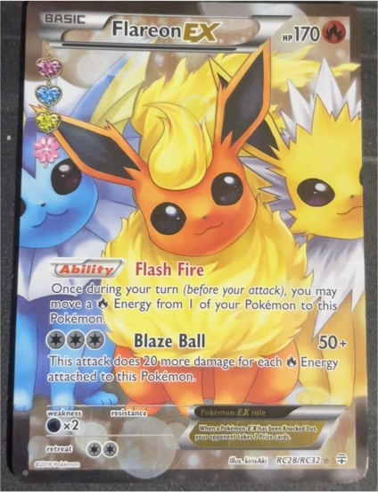 2016 Pokemon XY Generations Radiant Collection #RC28 Flareon EX — front