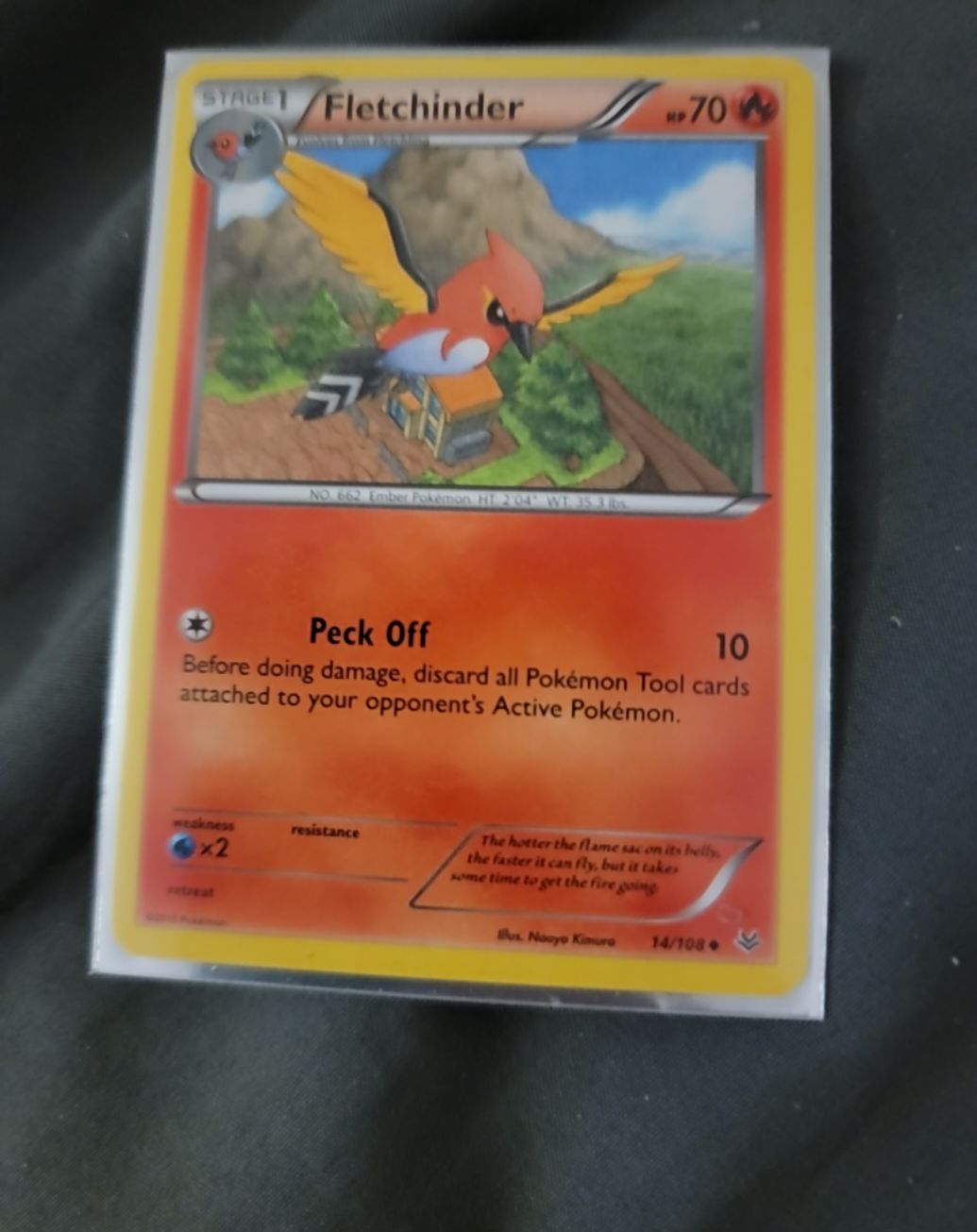 2015 Pokémon XY Roaring Skies #14 Fletchinder — front