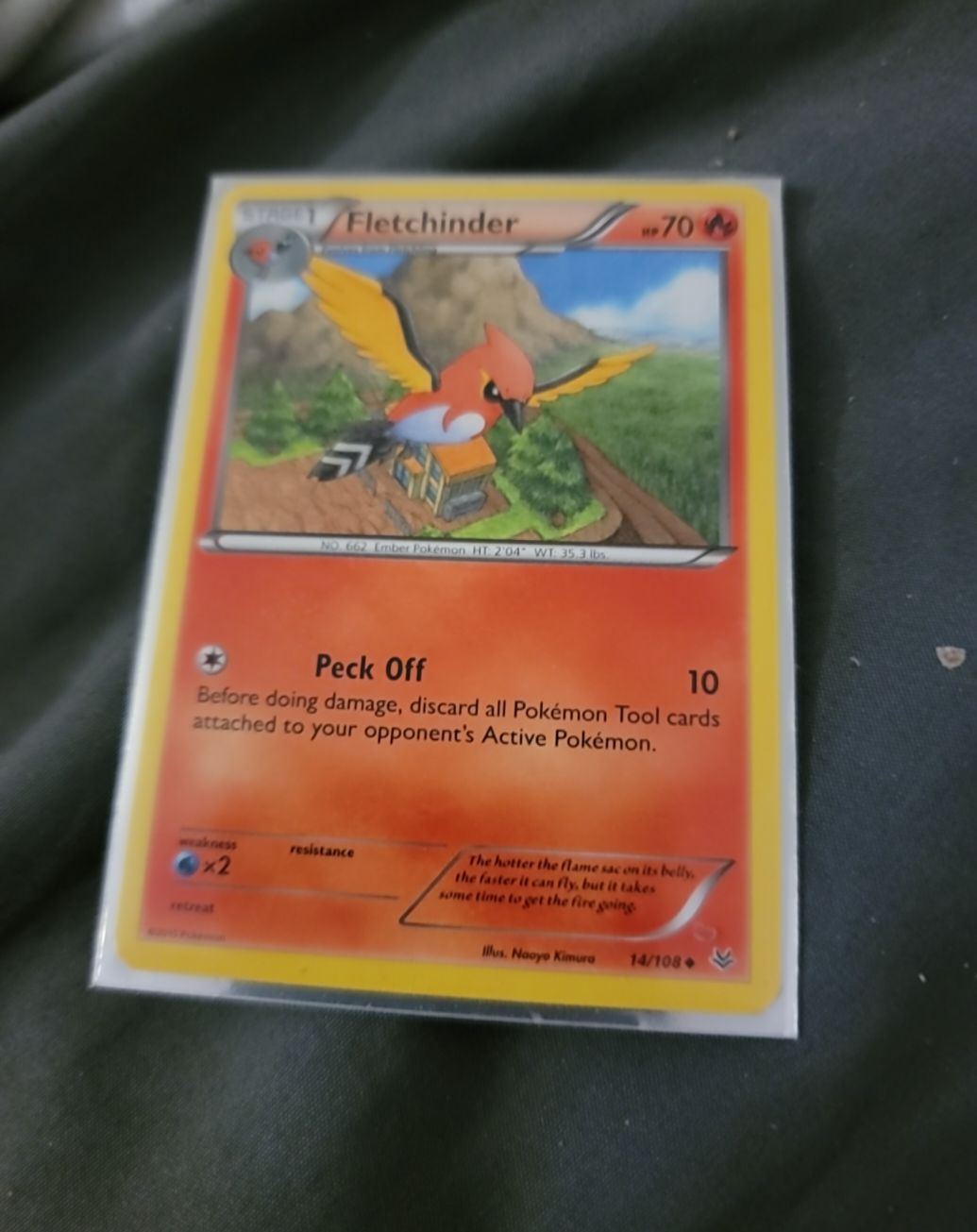 2014 Pokémon XY Roaring Skies #14 Fletchinder — front