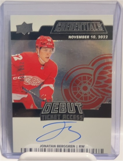 2022-23 Upper Deck Credentials Debut Ticket Access Jonatan Berggren — front