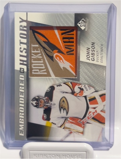 2021-22 Upper Deck SP Game Used Embroidered in History #38 John Gibson — front