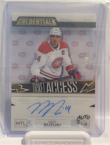 2023-24 Upper Deck Credentials Debut Ticket Access #DTA-NS Nick Suzuki — front