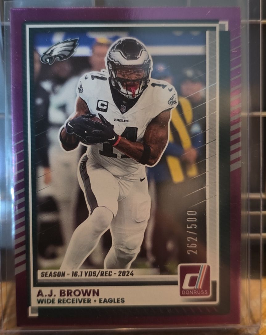 2025 Panini Donruss #22 A.J. Brown Purple Season Stat — front