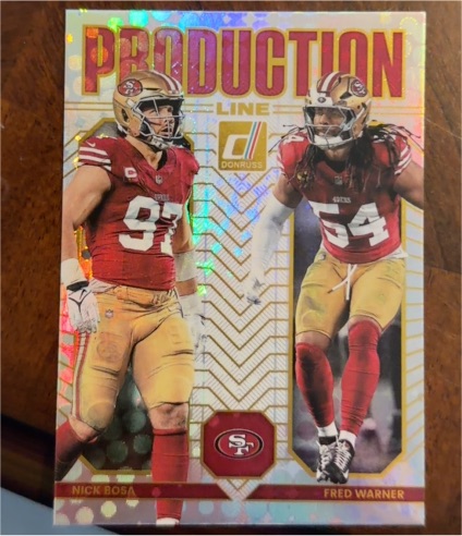 2025 Donruss Production Line #12 Nick Bosa & Fred Warner — front