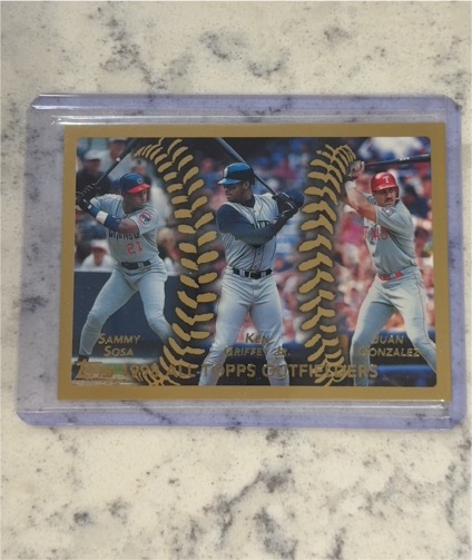 1999 Topps #454 All-Topps Outfielders Sammy Sosa Ken Griffey Jr. Juan Gonzalez — front