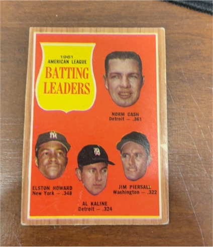 1962 Topps #51 1961 American League Batting Leaders Norm Cash Elston Howard Al Kaline Jim Piersall — front