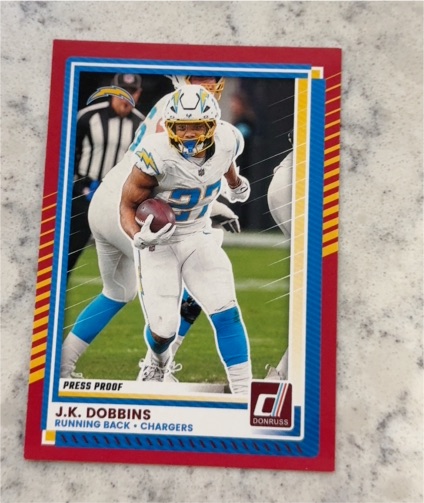 2025 Panini Donruss #71 J.K. Dobbins Press Proof Red — front