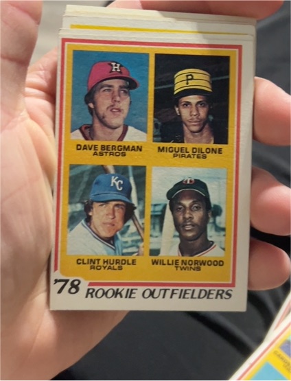 1978 Topps #705 Rookie Outfielders Dave Bergman Miguel Dilone Clint Hurdle Willie Norwood — front