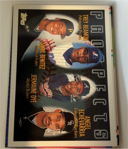 1996 Topps #439 Trey Beamon, Yamil Benitez, Jermaine Dye, Angel Echevarria — front
