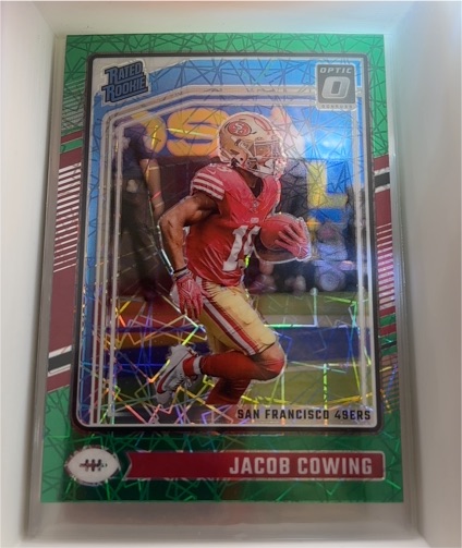 2024 Donruss Optic #236 Jacob Cowing Rated Rookie Green Velocity Prizm San Francisco 49ers — front