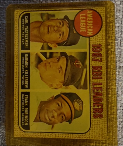1968 Topps #4 American League 1967 RBI Leaders Carl Yastrzemski Harmon Killebrew Frank Robinson — front