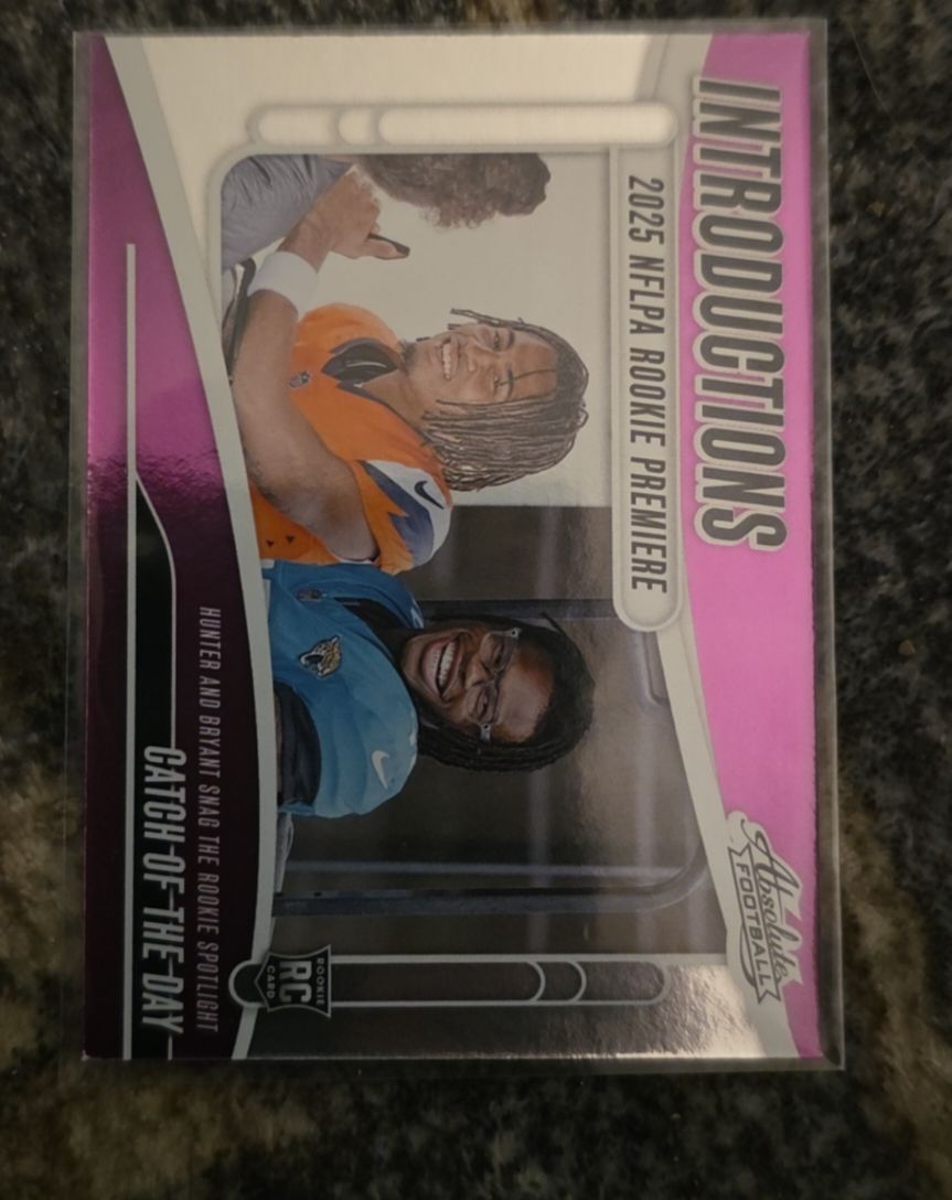 2025 Panini Absolute Introductions #I-THR Travis Hunter and Pat Bryant Catch of the Day — front
