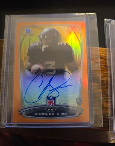 2014 Bowman Chrome Charles Sims Orange Refractor Rookie Autograph — front