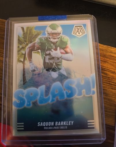 2025 Panini Mosaic #8 Saquon Barkley Splash! Silver Prizm — front