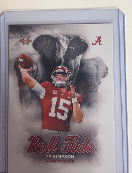 2023 Bowman University Alabama Crimson Tide #RT-15 Ty Simpson — front