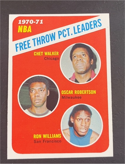 1971 Topps #141 NBA Free Throw Pct. Leaders Chet Walker / Oscar Robertson / Ron Williams — front