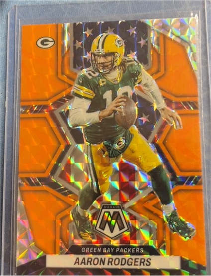 2022 Panini Mosaic Super Bowl MVP Reactive Orange Prizm #294 Aaron Rodgers — front
