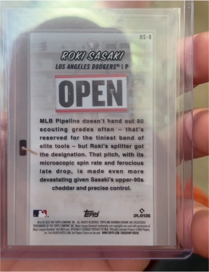 2025 Topps #HS-9 Roki Sasaki — front