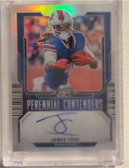2023 Panini Contenders Optic Perennial Contenders #PCA-JCK James Cook — front