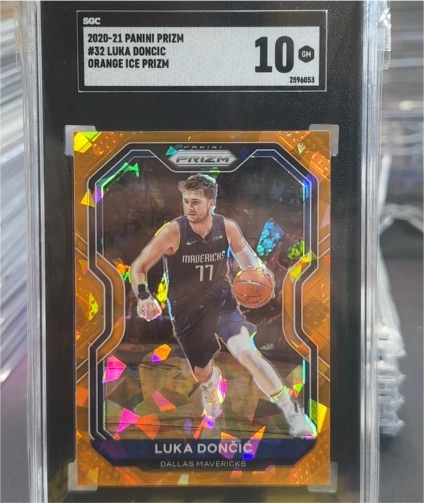 2020-21 Panini Prizm #32 Luka Dončić Orange Ice Prizm — front