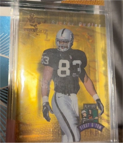 1997 Playoff First & Ten Kickoff #1 Rickey Dudley — front
