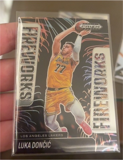 2024-25 Panini Prizm Black #10 Luka Dončić Fireworks Silver — front