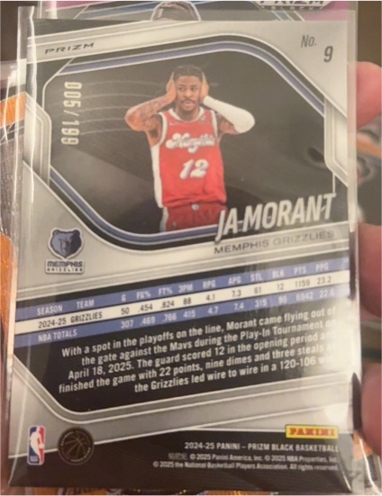 2024-25 Panini Prizm Black #9 Ja Morant — front