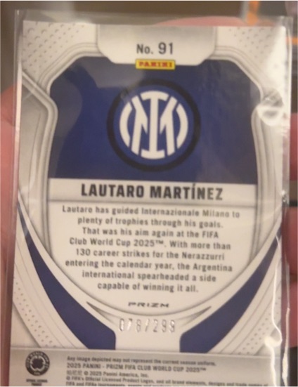 2025 Panini Prizm FIFA Club World Cup #91 Lautaro Martínez — front