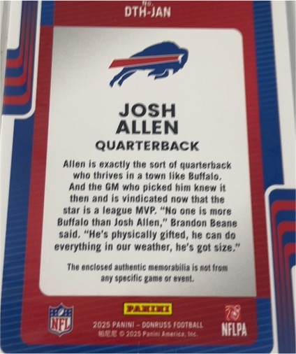 2025 Panini Donruss #DTH-JAN Josh Allen — front