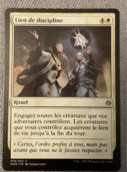 2019 Magic: The Gathering War of the Spark #006 Bond of Discipline — front