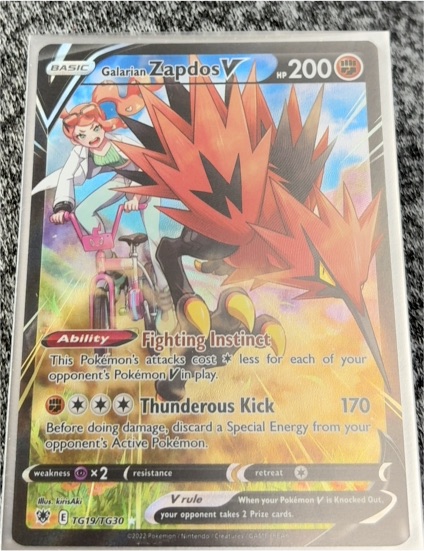 2022 Pokémon TCG Astral Radiance Trainer Gallery #TG19 Galarian Zapdos V — front