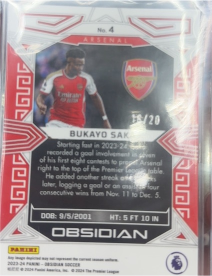 2023-24 Panini Obsidian #4 Bukayo Saka — front