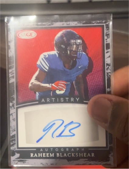 2022 SAGE Artistry Autograph #A-RB Raheem Blackshear — front