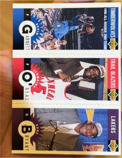 1996-97 Upper Deck Collector's Choice Mini-Cards #M129 Kobe Bryant Jermaine O'Neal Kevin Garnett — front