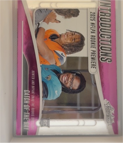 2025 Panini Absolute Introductions #I-THR Travis Hunter and Pat Bryant Catch Of The Day — front