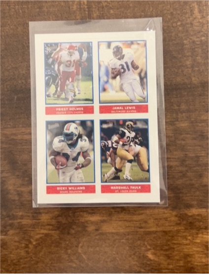 2004 Topps Bazooka #18 Priest Holmes Jamal Lewis Ricky Williams Marshall Faulk — front