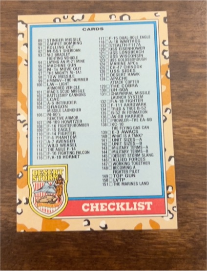 1991 Topps Desert Storm #176 Checklist — front